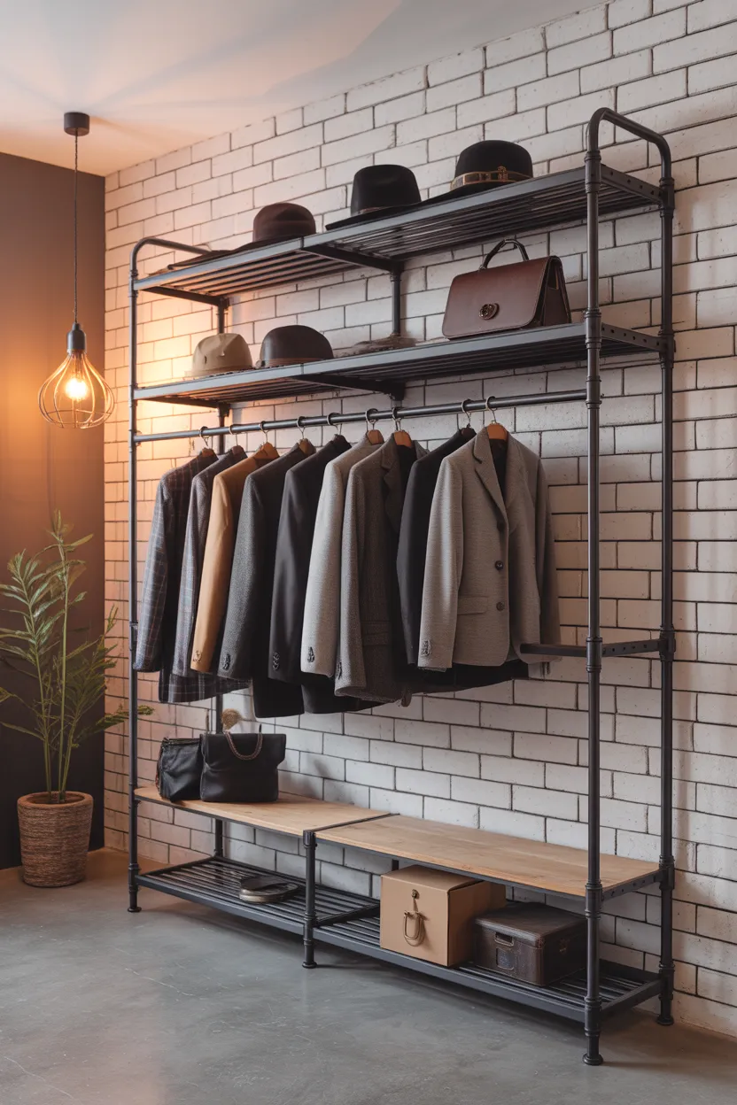 Inspiration entree maison style industriel briques blanches