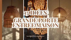 Image principale pour l'article "lustre entrée maison", un collage de trois lustres (bohème en rotin, cristal et boule en rotin).