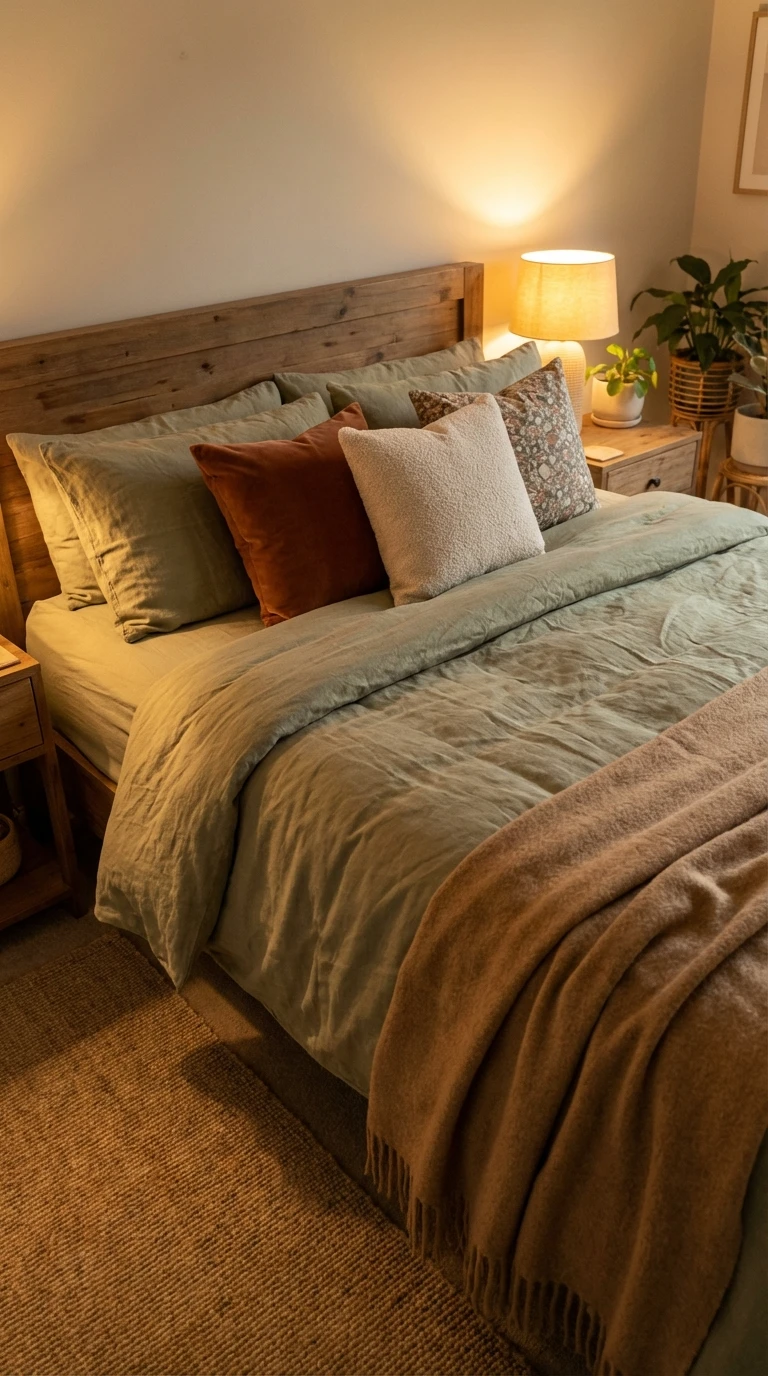 Ajouter des coussins texturés pour un lit volumineux et cosy