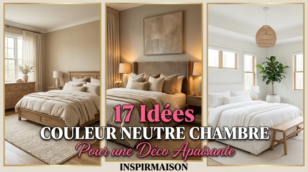 Trois exemples de chambres décorées dans des tons neutres comme le beige et le blanc avec du mobilier en bois.