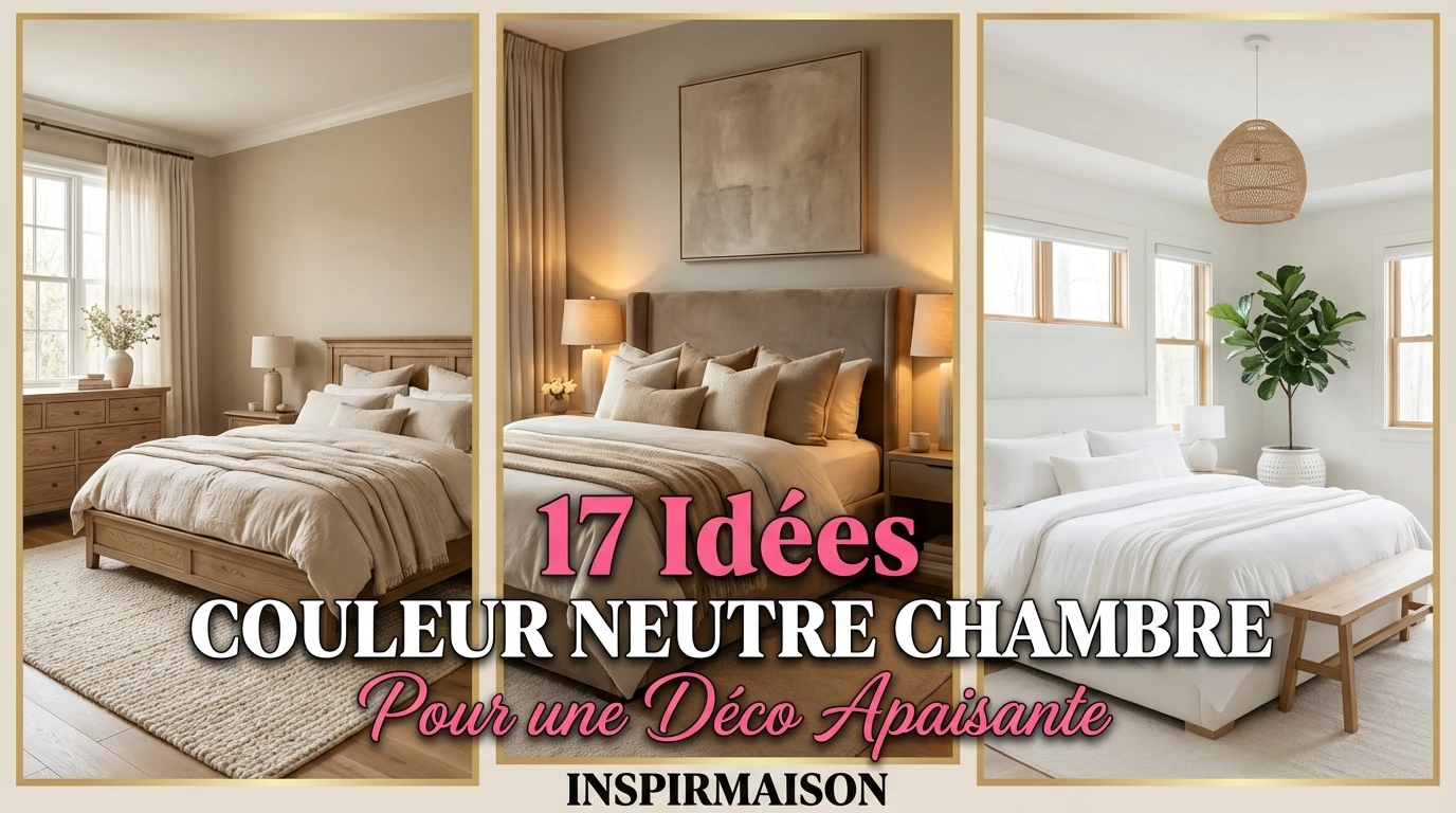 Trois exemples de chambres décorées dans des tons neutres comme le beige et le blanc avec du mobilier en bois.
