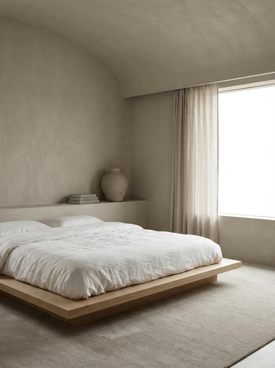 Chambre Zen Minimaliste : Décoration Monochrome et Épurée