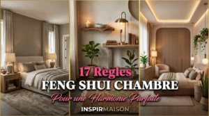 Collage de trois chambres décorées selon les principes du Feng Shui dans des tons neutres et apaisants.
