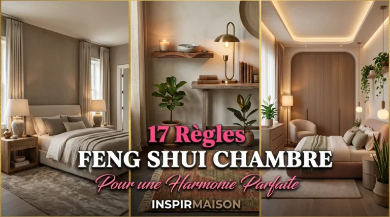 Collage de trois chambres décorées selon les principes du Feng Shui dans des tons neutres et apaisants.