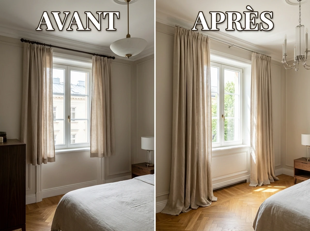 Comment bien suspendre ses rideaux : Avant vs Après