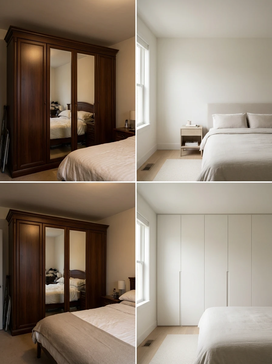 Optimisation d'une petite chambre : de l'armoire encombrante au dressing intégré