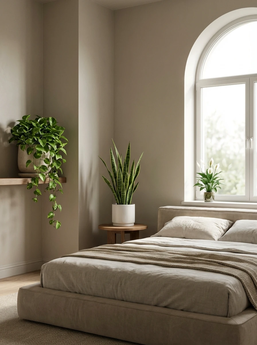 Intégrer les plantes dans une chambre minimaliste