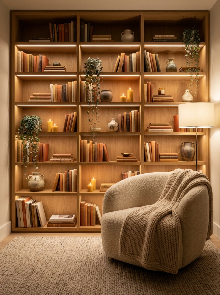 La bibliothèque murale en bois : le mur qui raconte