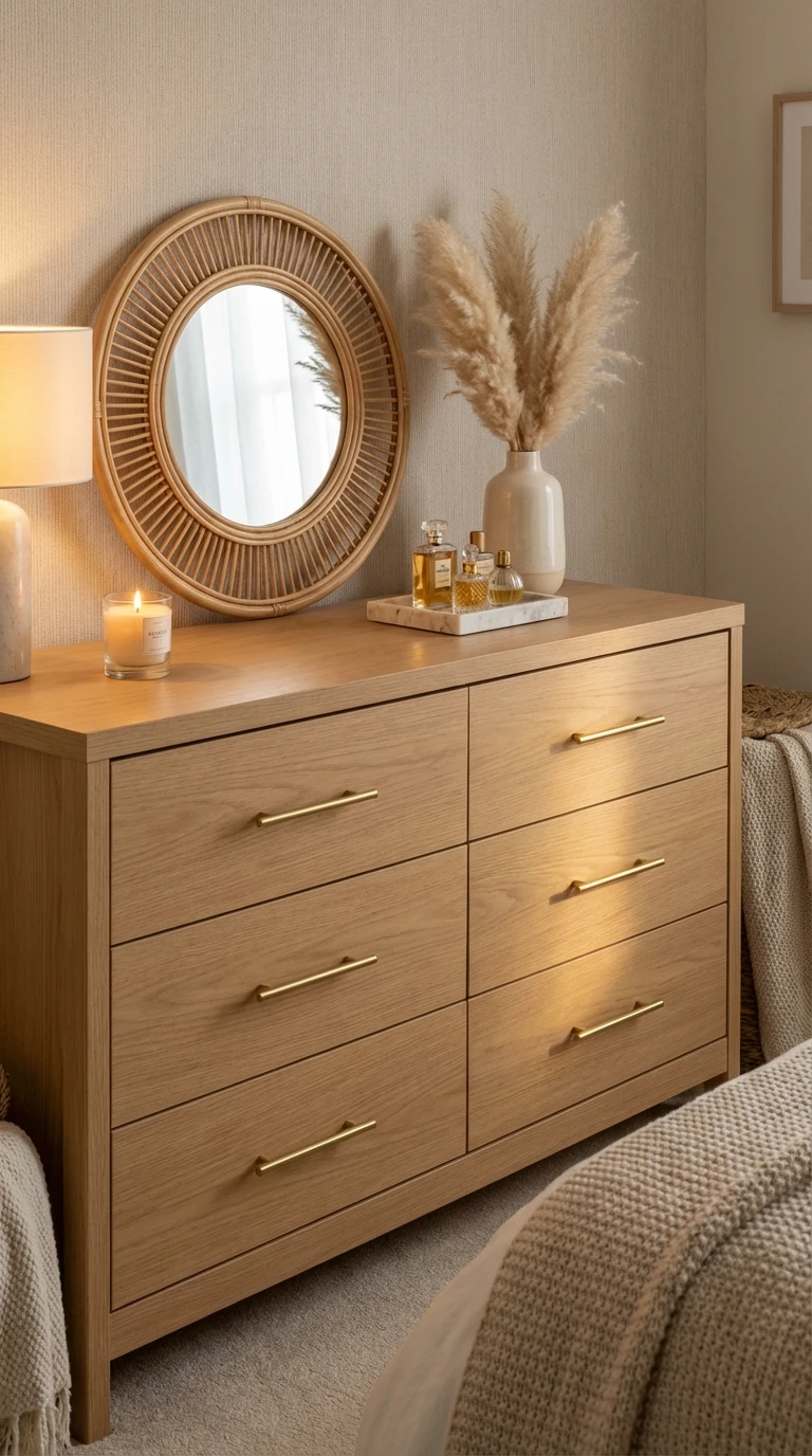 La commode en bois clair avec poignées en laiton : le détail qui change tout