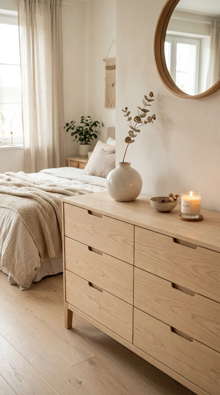 La commode en bois clair avec tiroirs : le rangement invisible