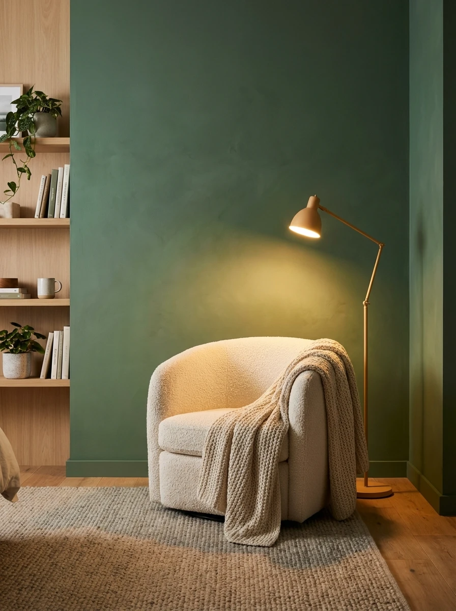 La couleur du mur derrière le fauteuil : peindre son cocon