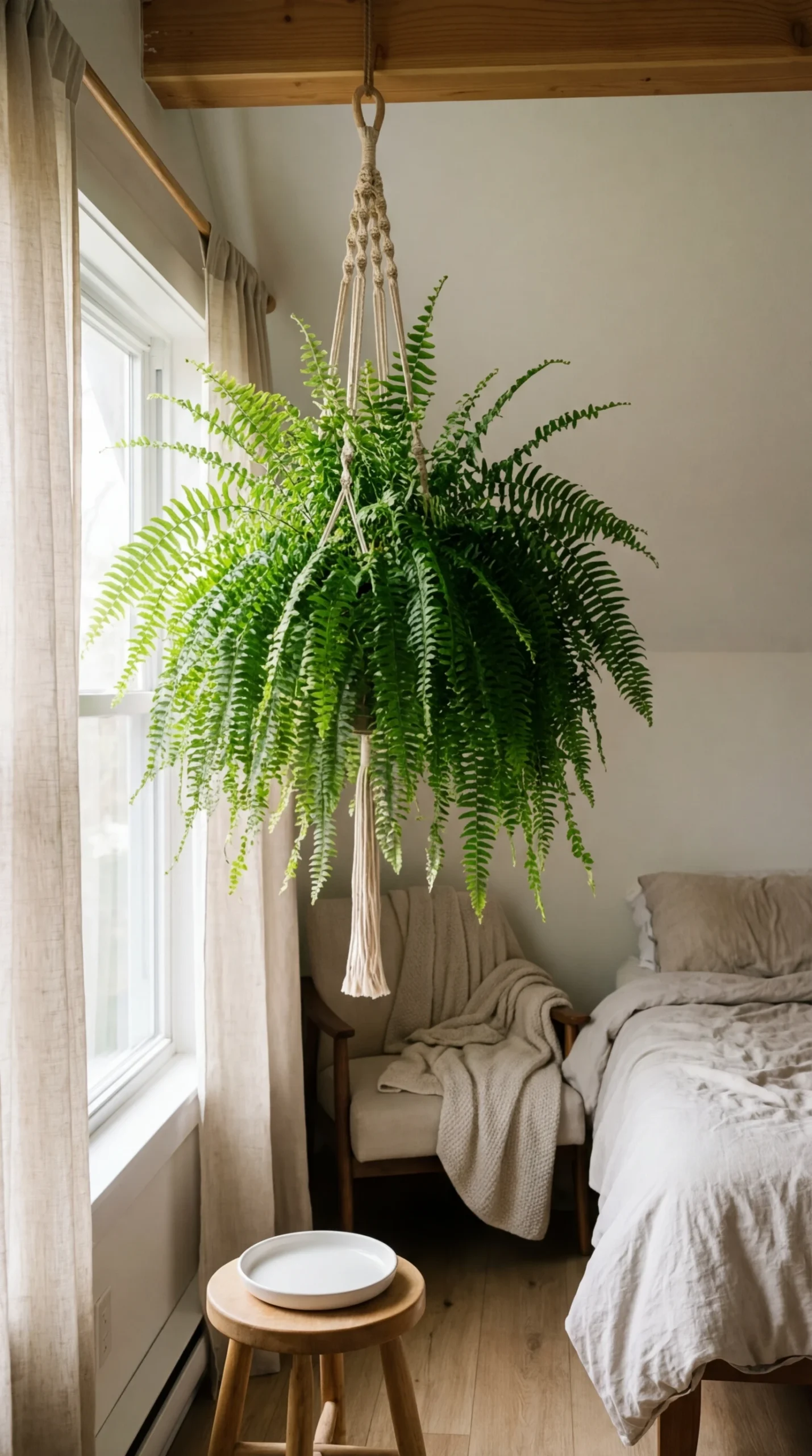 La Fougère de Boston : l'humidificateur naturel d'une chambre cocooning