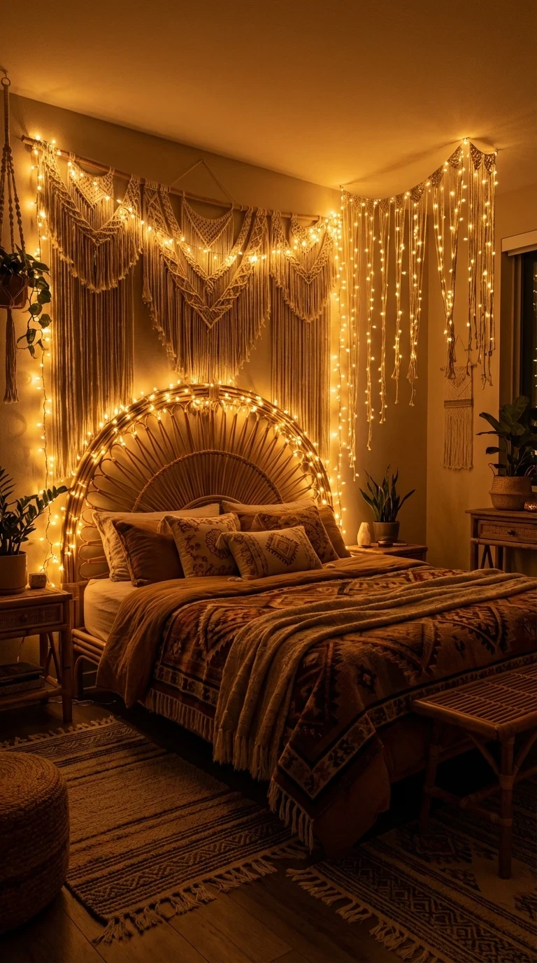 La guirlande lumineuse LED dorée : l'atmosphère bohème de