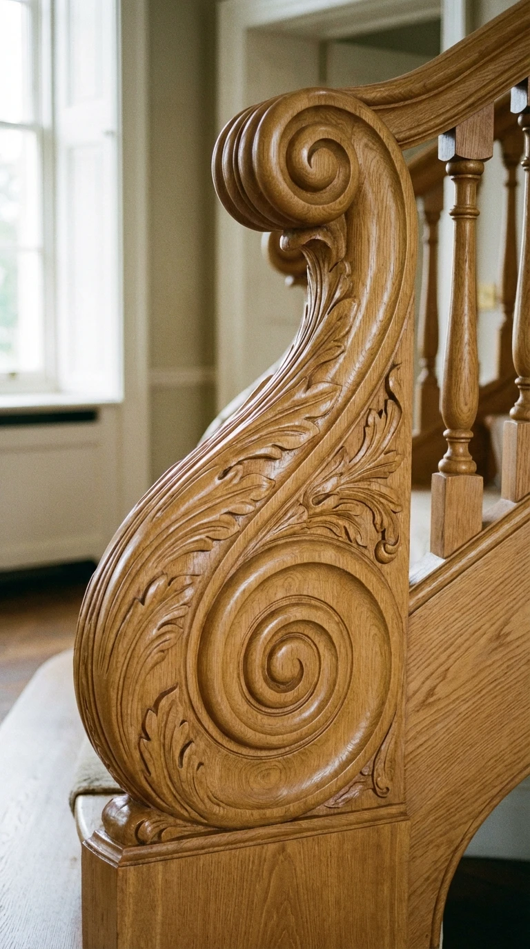 La Rampe D'Escalier En Bois Sculptée
