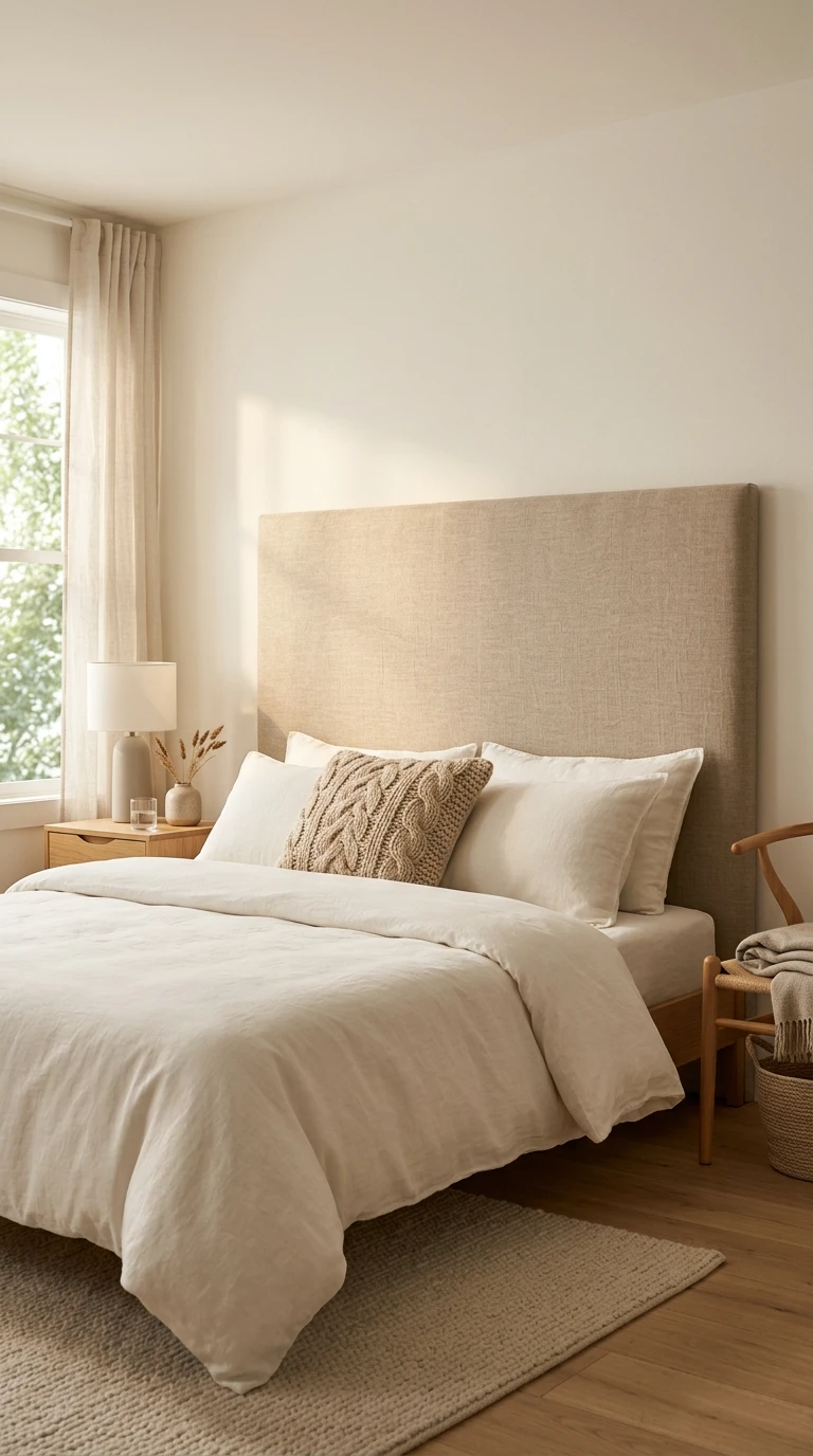 La tête de lit rembourrée en lin naturel : douceur et sobriété