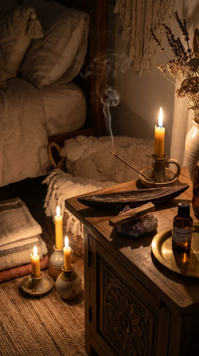 L'ambiance olfactive bohème : encens, palo santo et ylang-