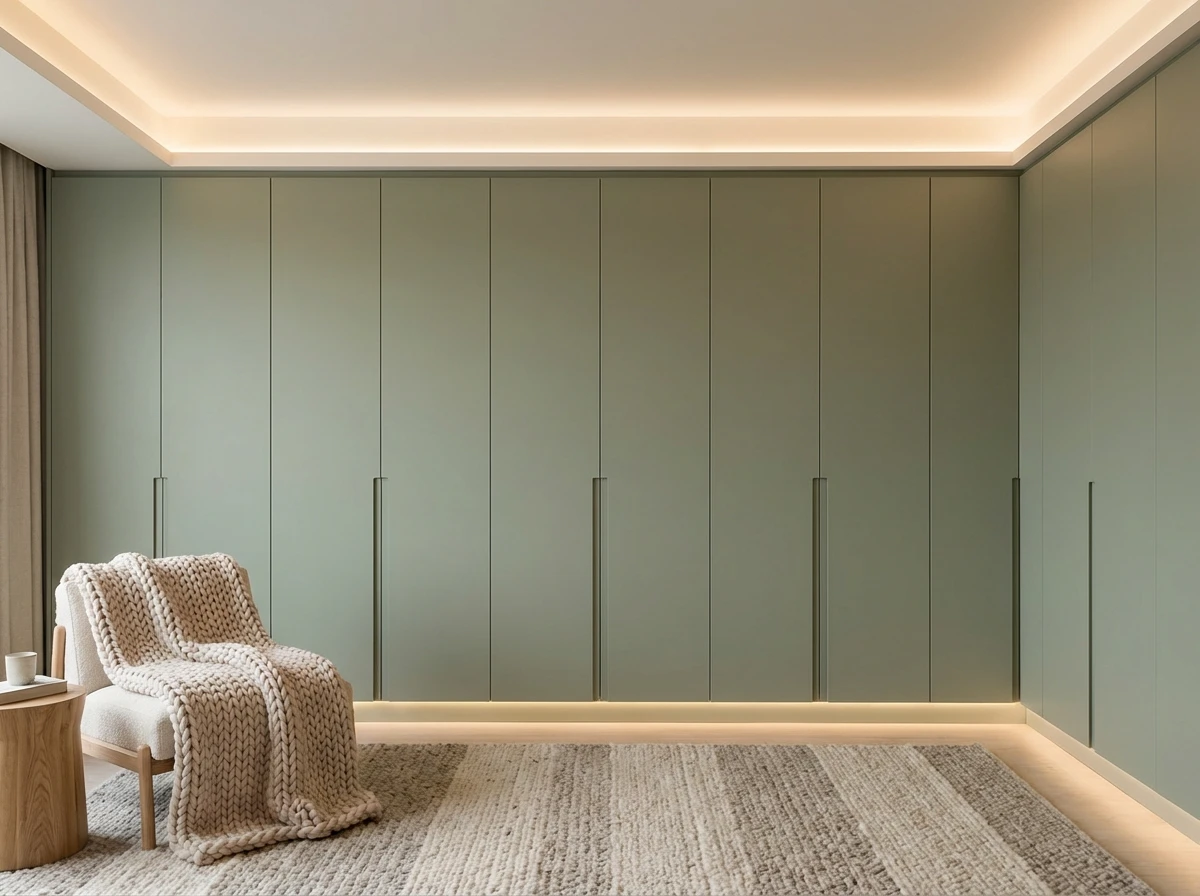 Armoire sur mesure du sol au plafond vert sauge