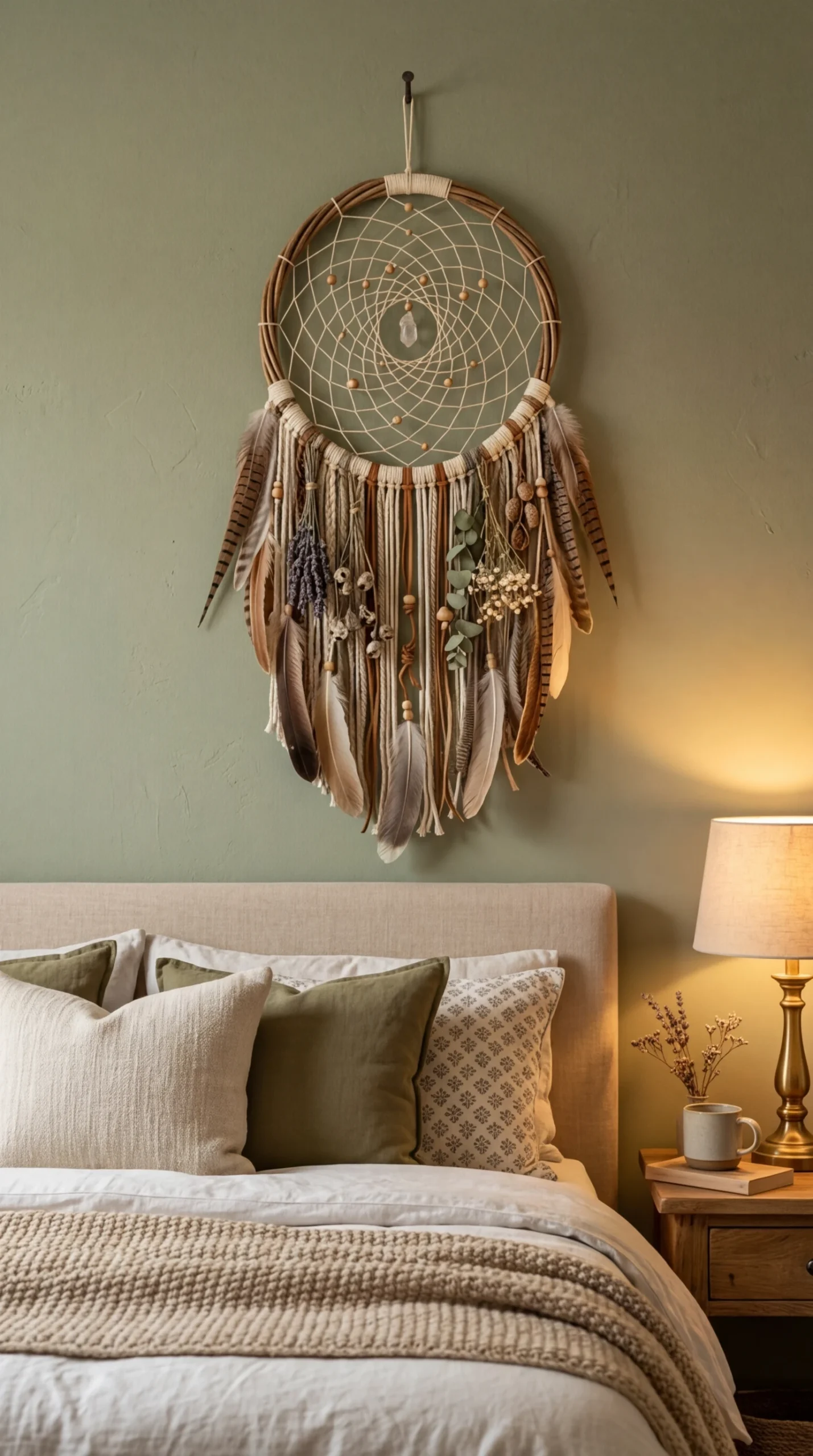 Attrape-rêves artisanal et décoration de chambre bohème