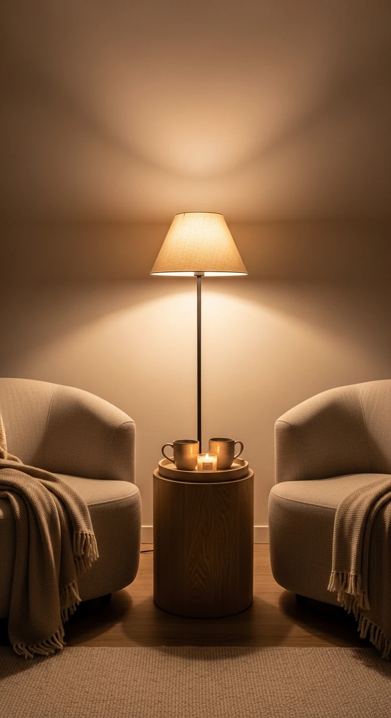 Coin détente chaleureux : deux fauteuils et ambiance cocooning