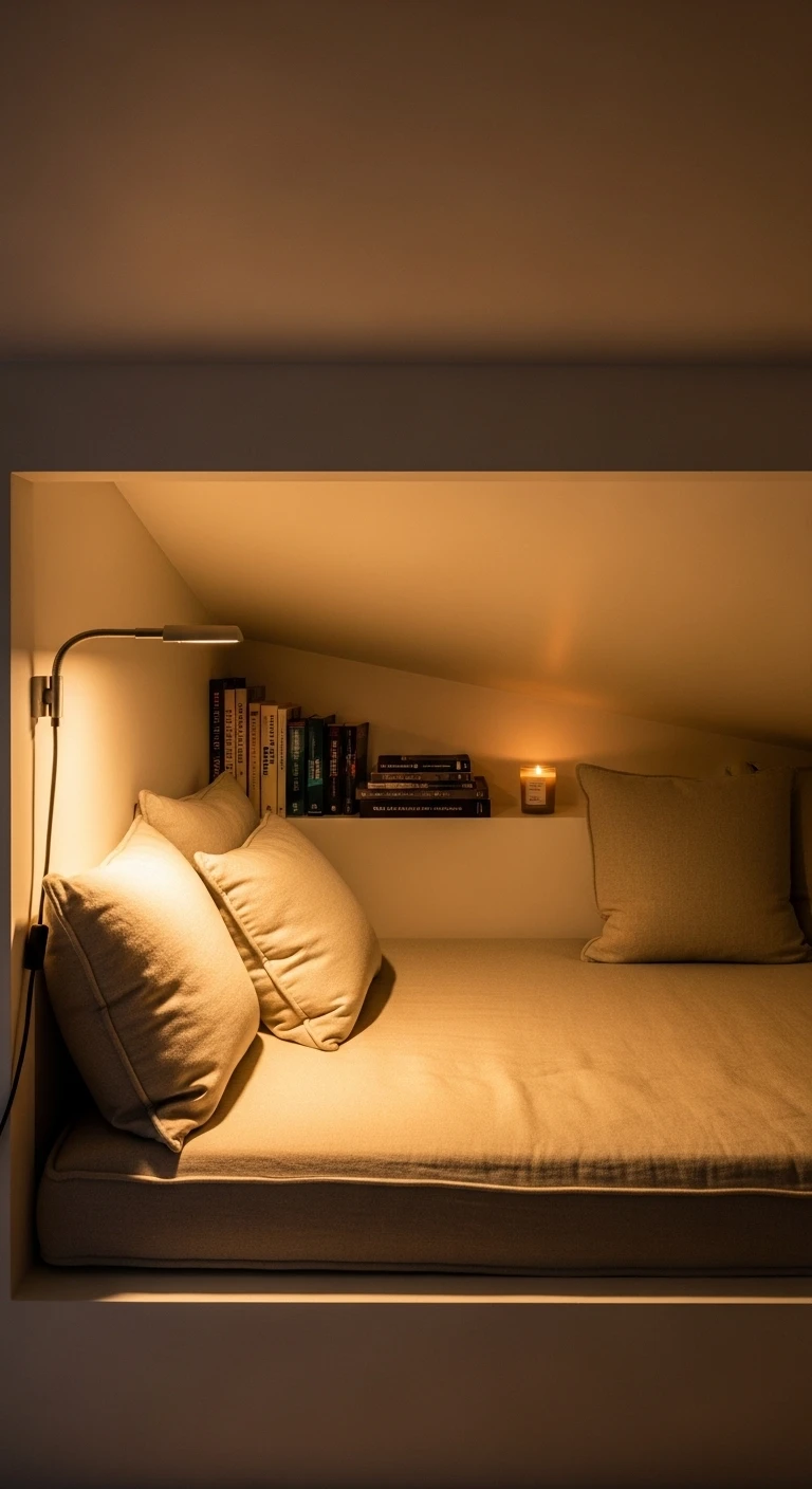 Coin lecture douillet aménagé sous les combles