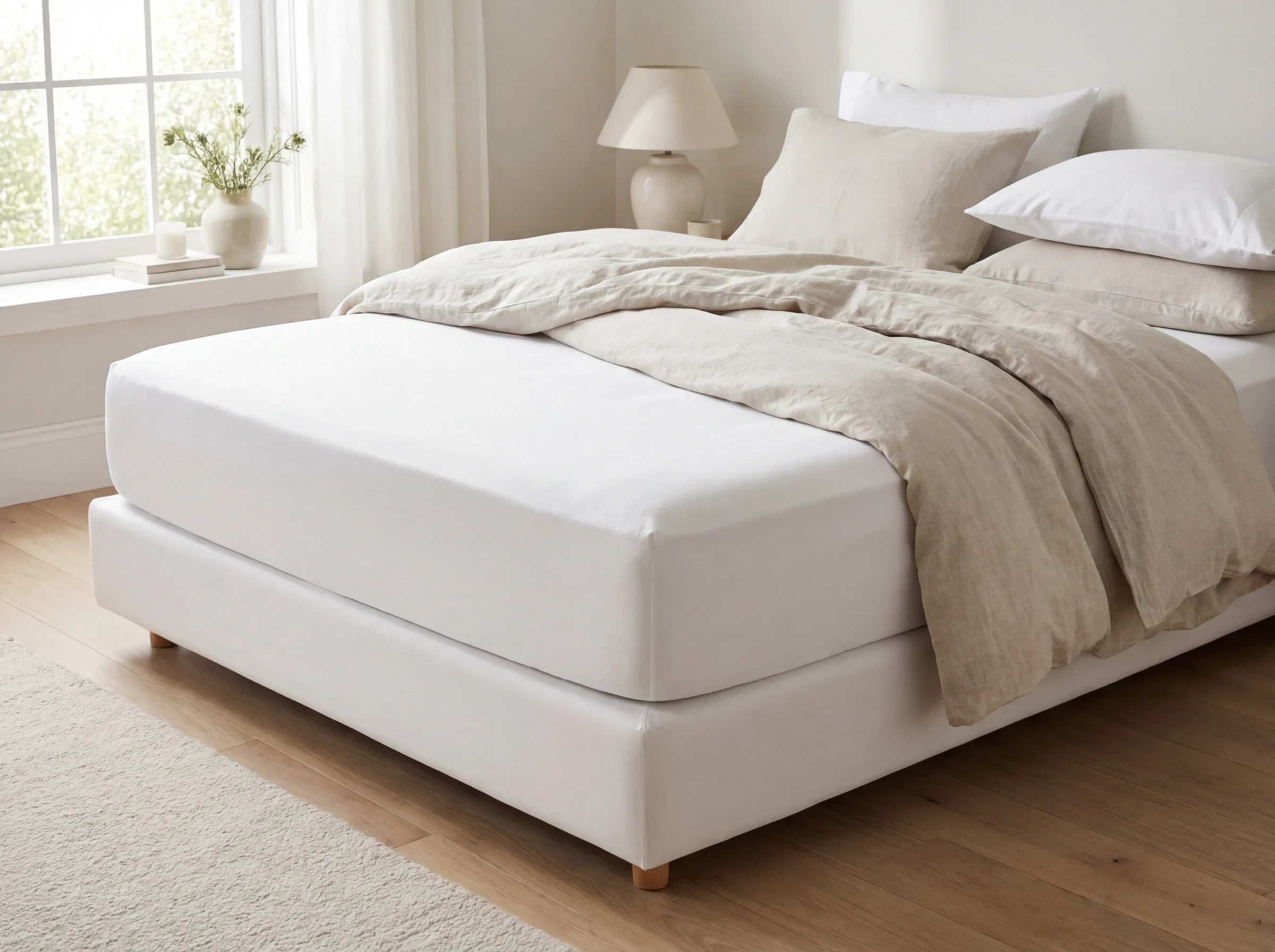 Le linge de lit en percale de coton pour une chambre parfumée