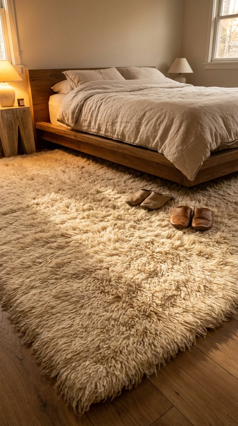 Grand tapis moelleux pour une chambre chaleureuse