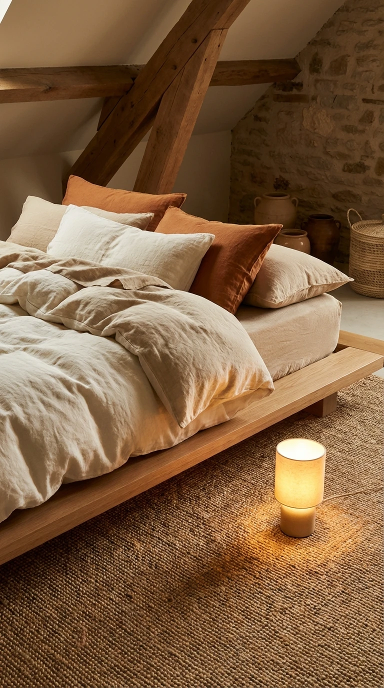 Le lit bas en bois : enracinement et intimité