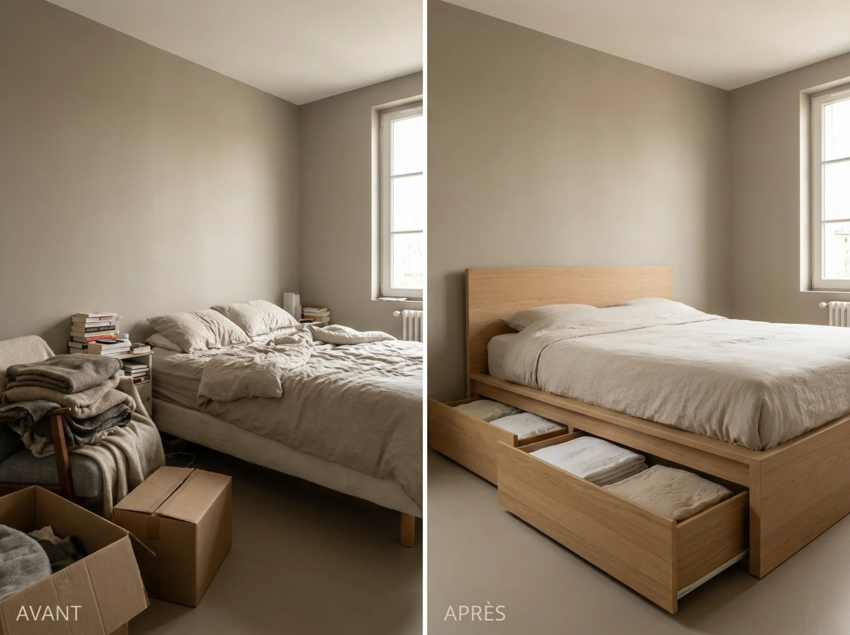 🛏️ Le lit coffre avec tiroirs intégrés