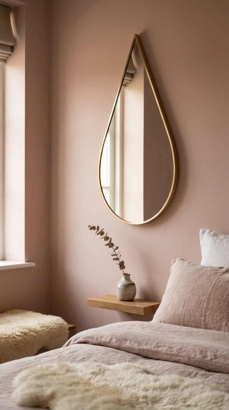 Miroir mural en forme de goutte d'eau doré