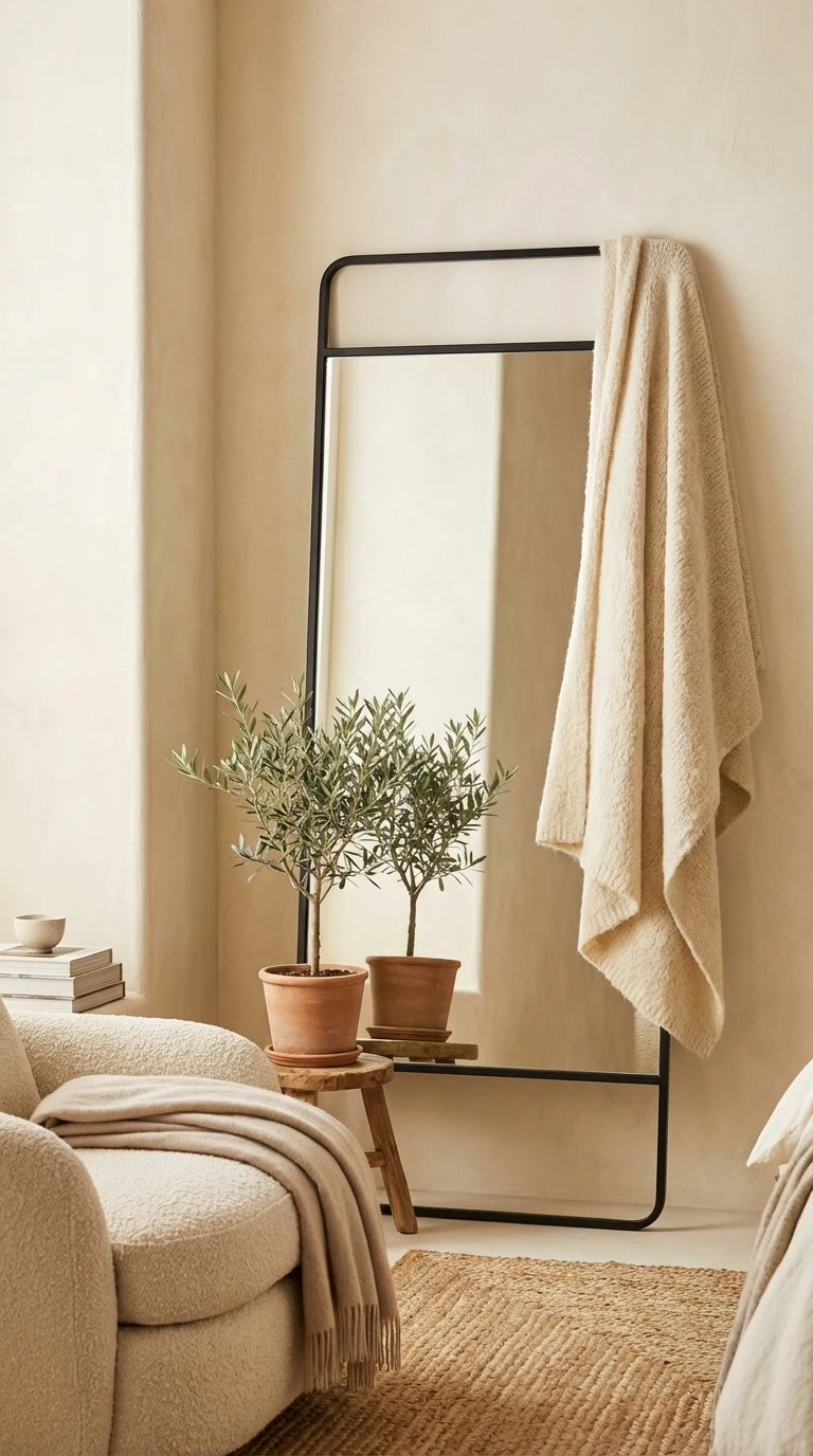 Miroir de pied avec cadre noir mat