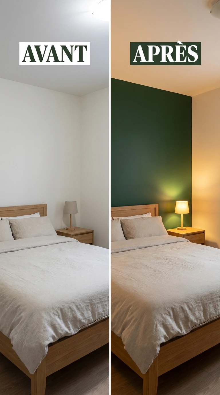 Transformation de chambre : mur d'accent vert profond