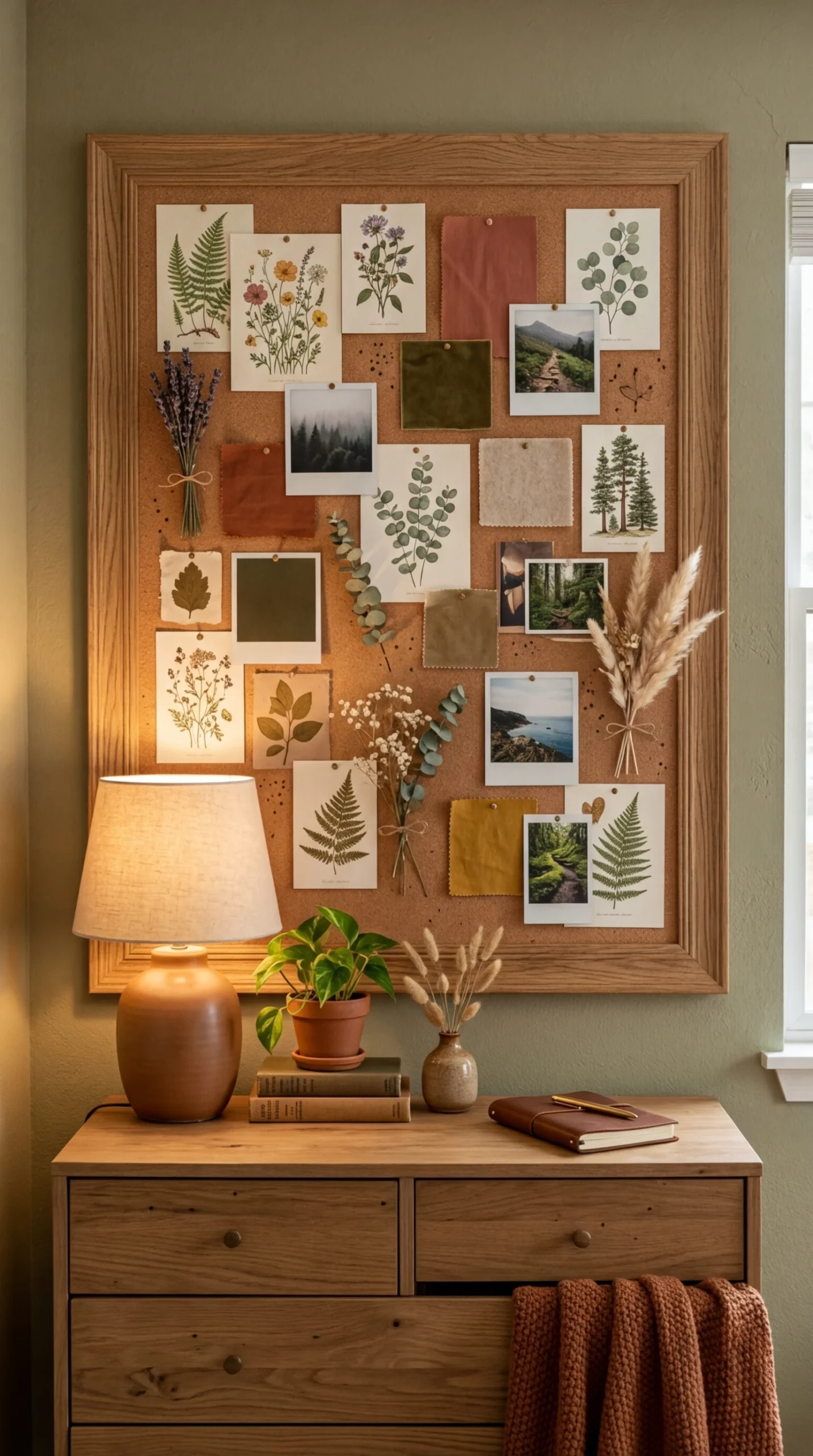 Moodboard en liège encadré au style naturel