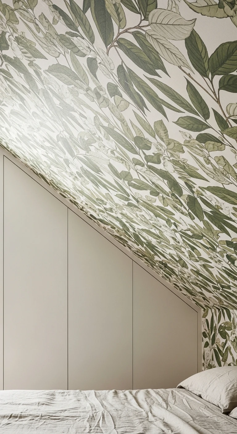 Papier peint sur plafond rampant : un accent graphique naturel