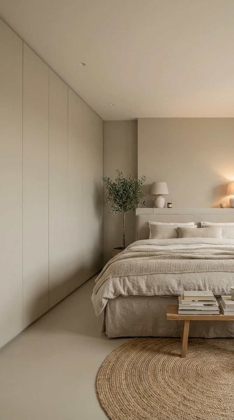 Rangement invisible et design épuré pour une chambre sereine