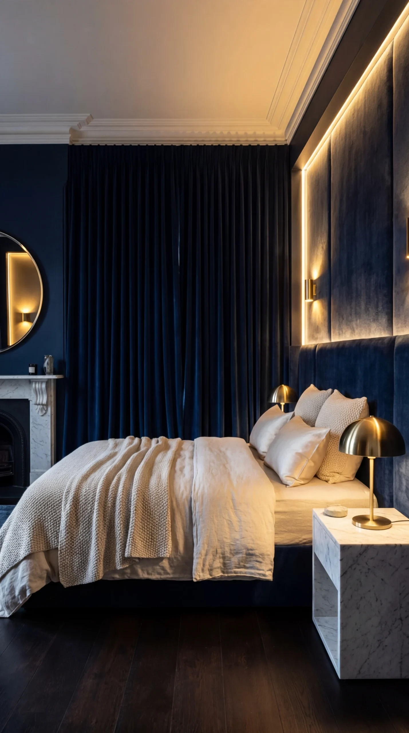 La bougie velours de nuit dans une chambre cocooning bleue