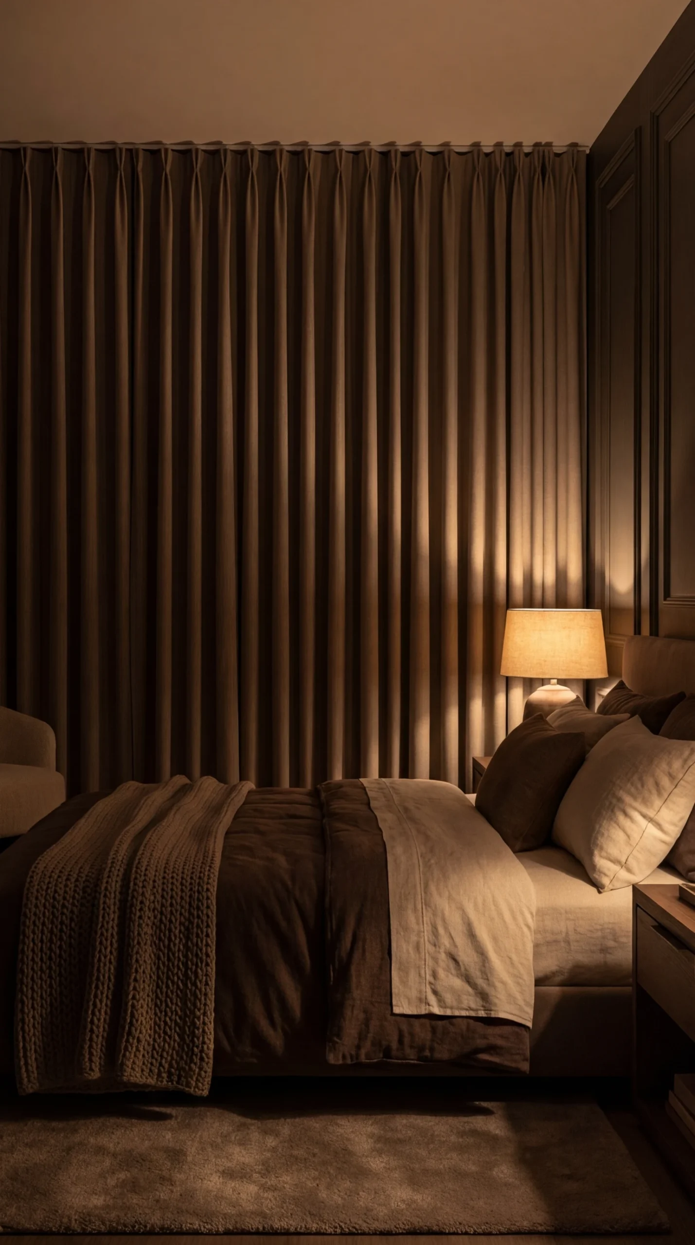 Déco et parfum chambre cocooning : le rideau occultant doublé