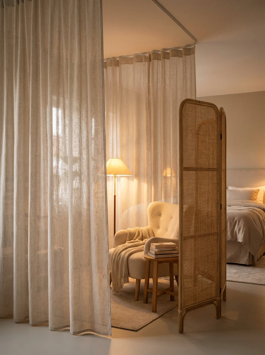 Le rideau ou paravent pour créer l'intimité