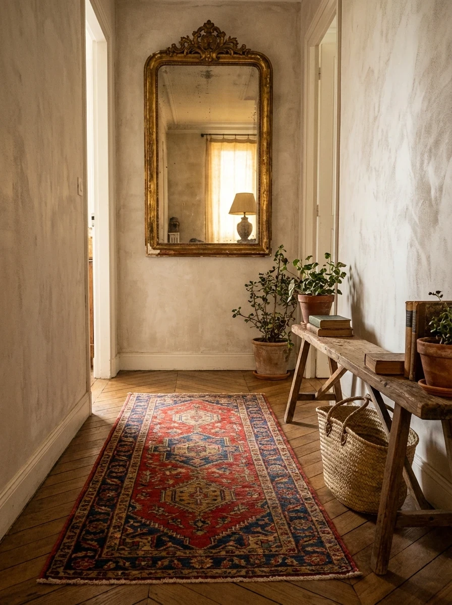 Tapis Runner Persan Vintage Coloré pour Couloir