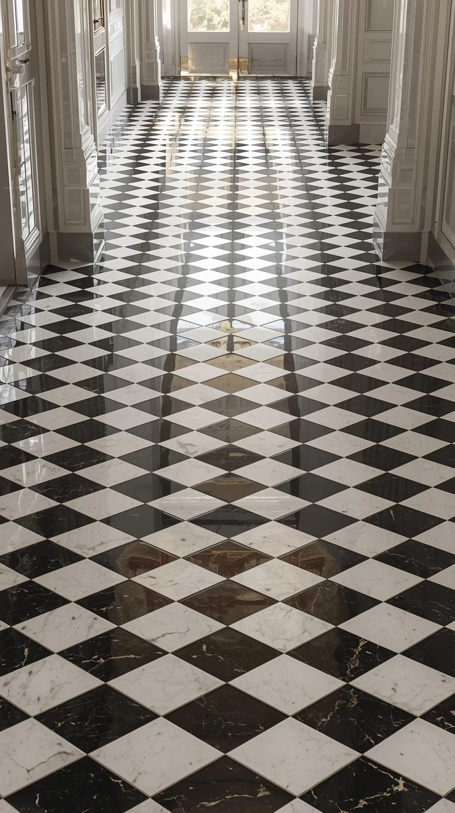 Le Sol En Damier Noir Et Blanc Restauré