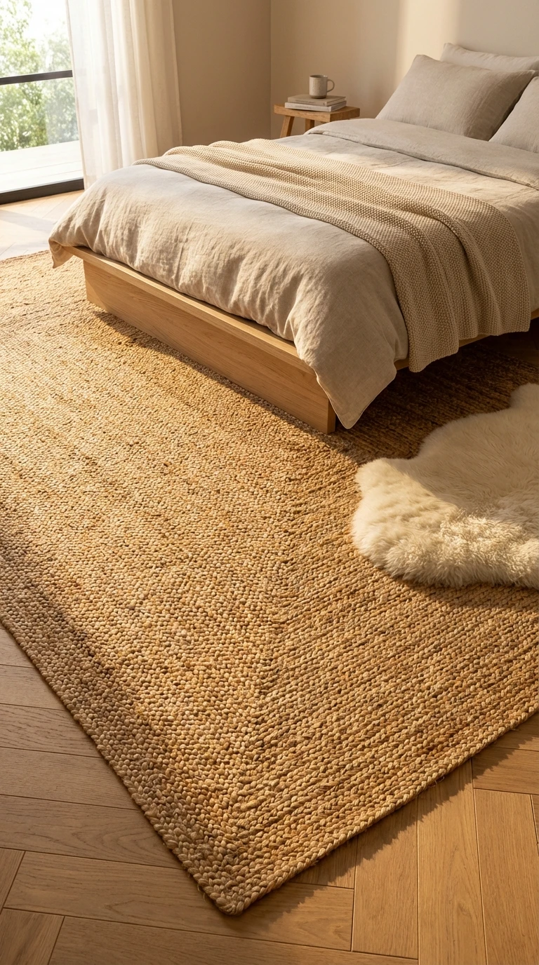 Tapis en jute naturelle pour une chambre apaisante