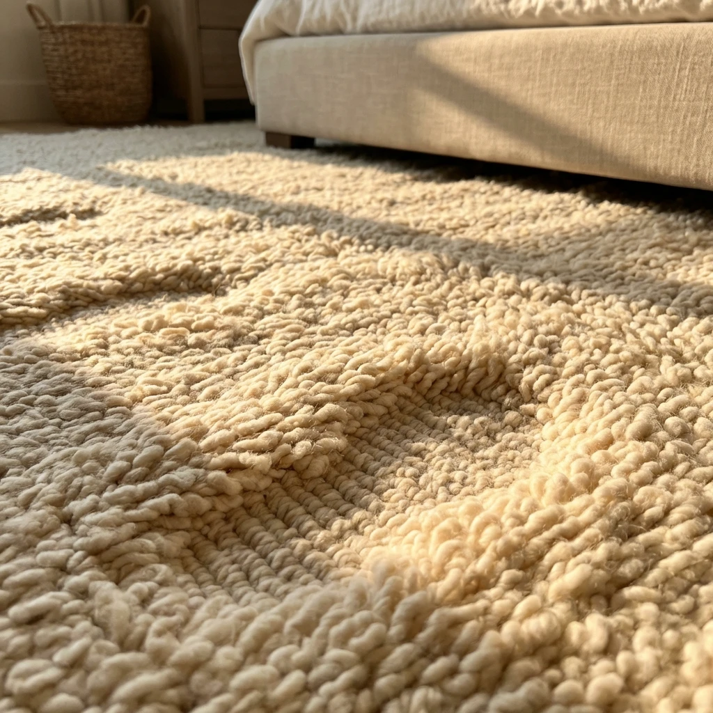 Tapis moelleux en laine naturelle beige