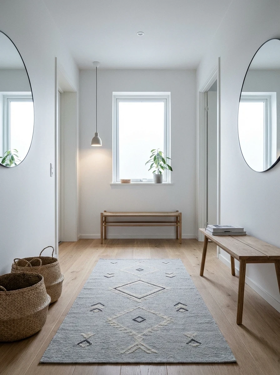 Tapis Scandinave Minimaliste Gris pour Entrée