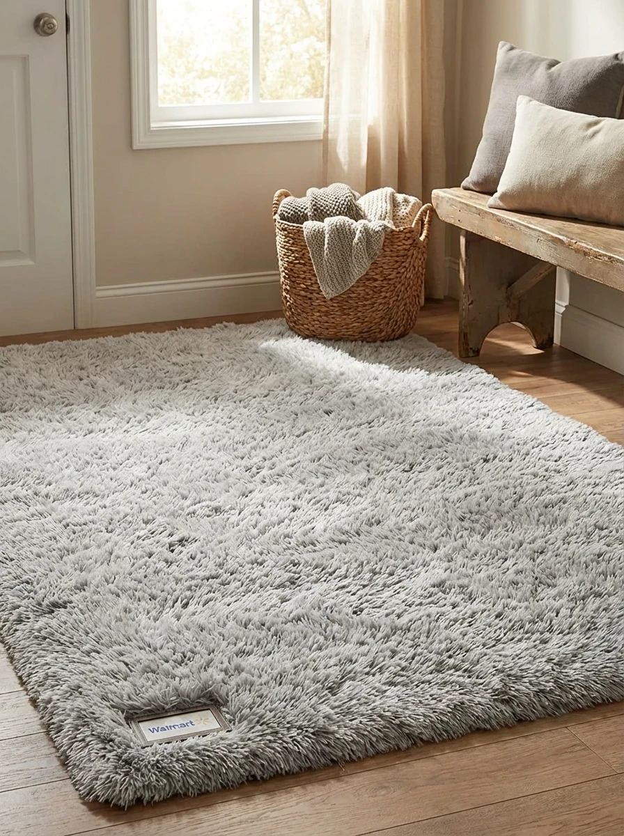 Tapis Shaggy Gris Clair Moelleux