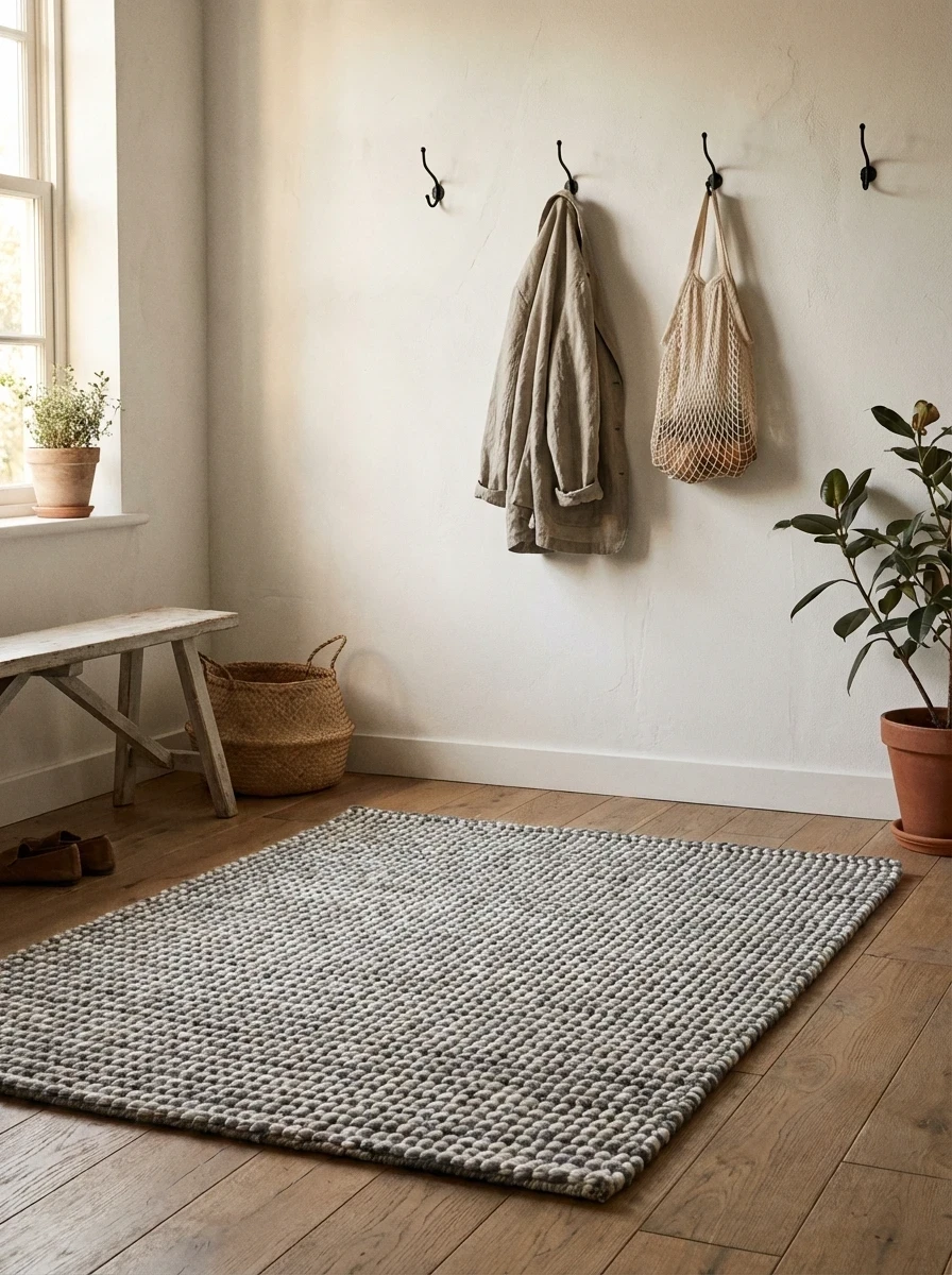 Tapis Tressé Bicolore Gris