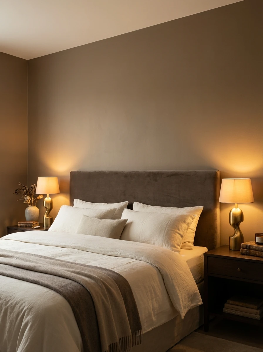 Le taupe chaud : décoration de chambre sophistiquée