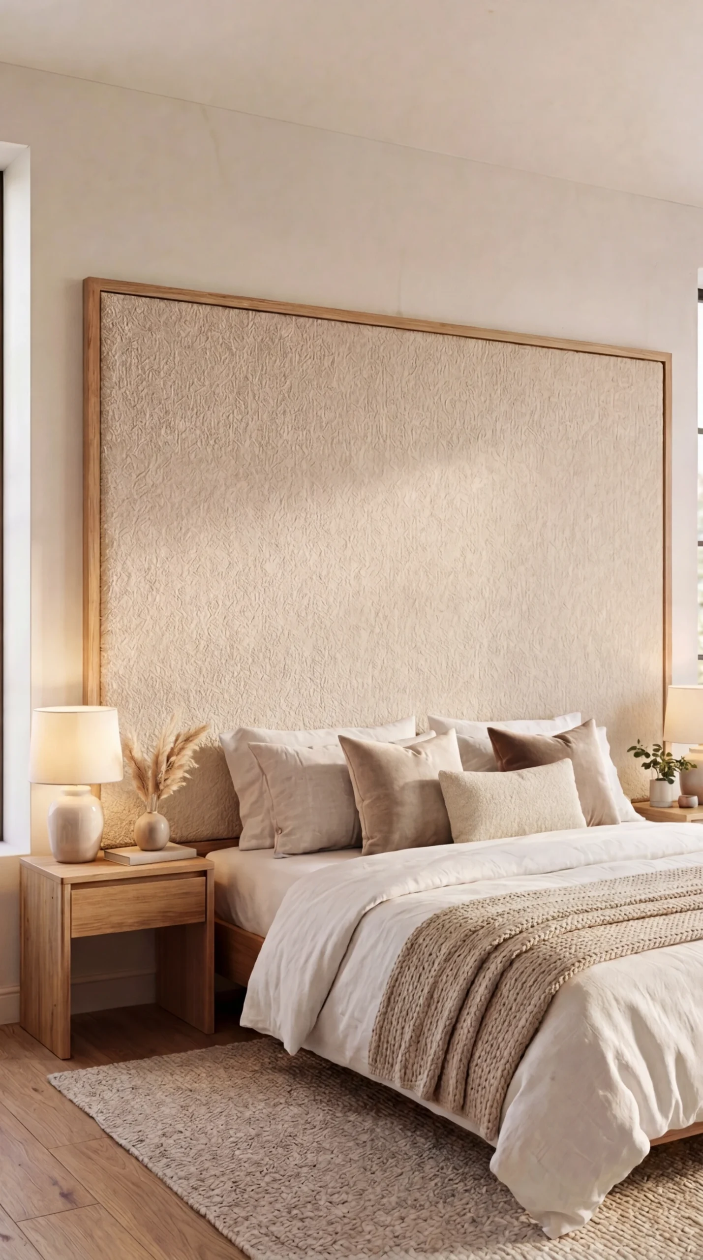 Tête de lit en tissu tendu et bois