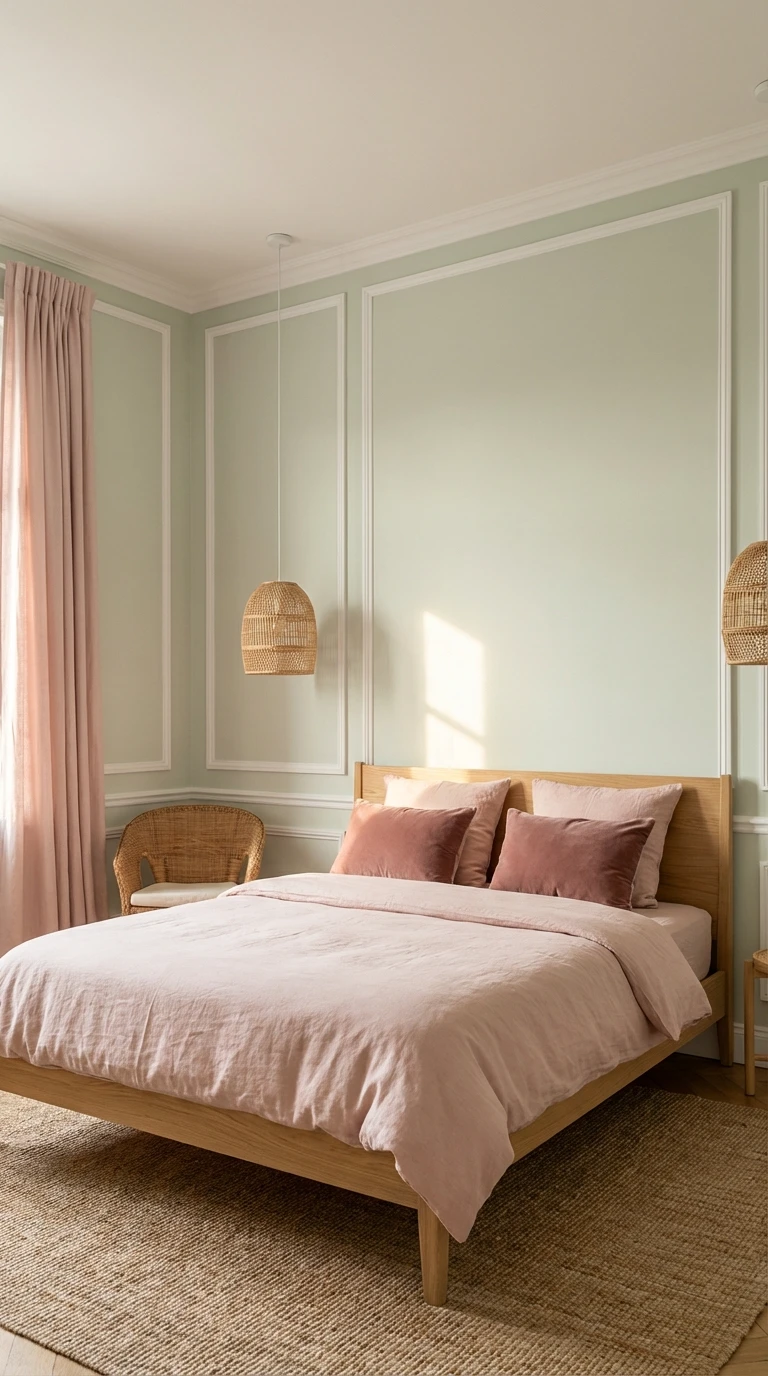 Le vert sauge + rose poudré : le duo zénitude