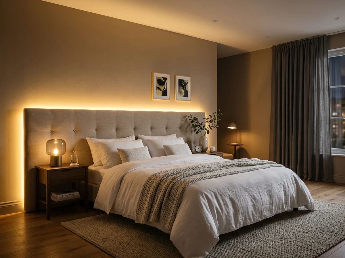 L'éclairage indirect derrière la tête de lit : l'effet cocon immédiat