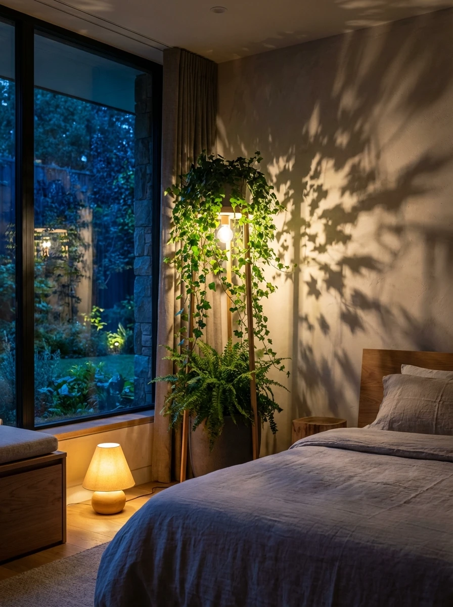 Éclairage intérieur imitant le jardin : Lampe LED végétale et ombres portées