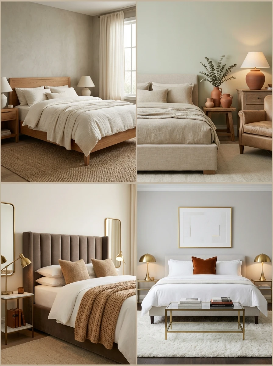 Idées d'associations de couleurs neutres pour la chambre